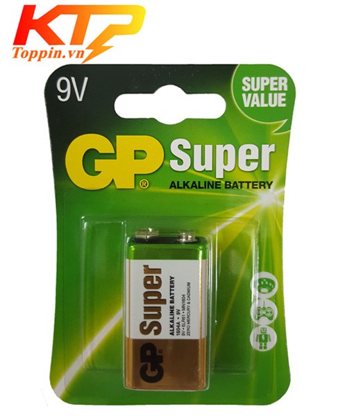 pin 9v GP super 1604A chính hãng, pin vuông GP alkaline